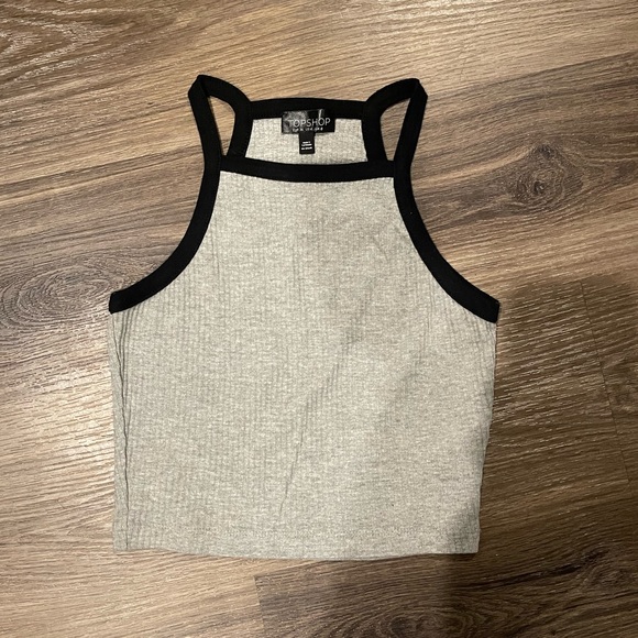 Topshop Tops - Gray crop top with black straps